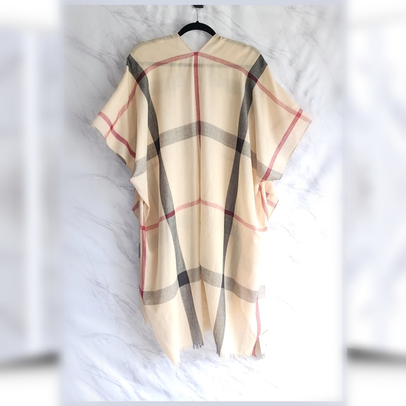 Jessica McClintock novacheck plaid kimono wrap duster shawl os women - Picture 5 of 9